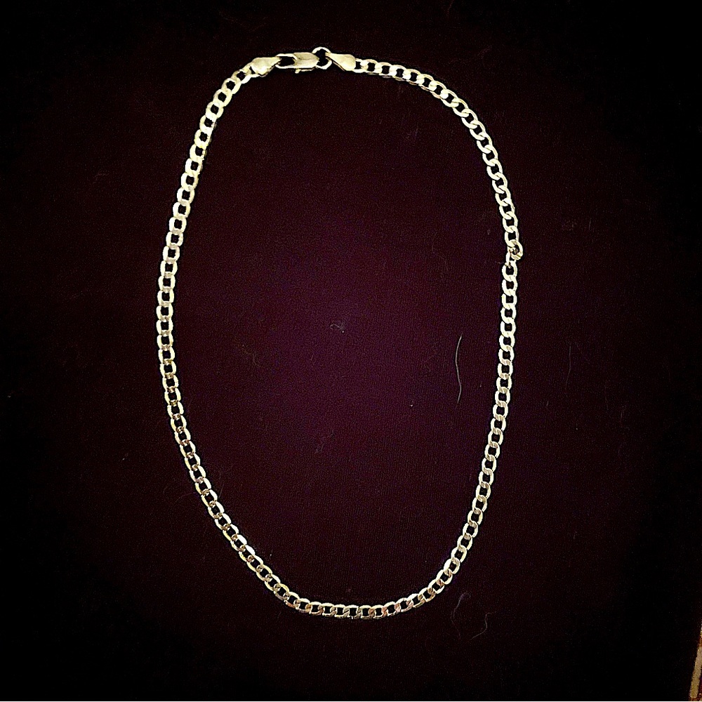Sterling silver 16 inch Cuban link chain for women